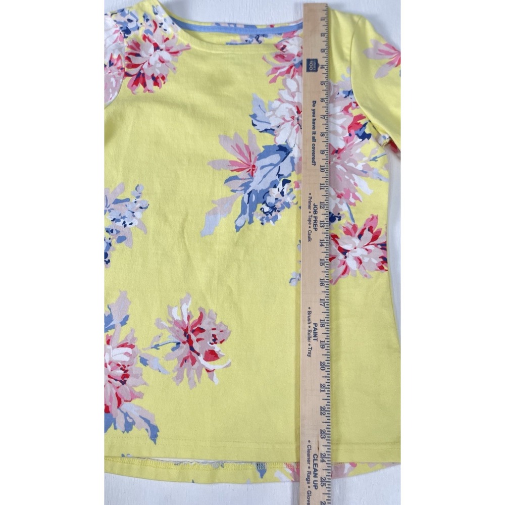 WOMENS JOULES 3/4 SLEEVE TOP BLOUSE YELLOW FLORAL PRINT US size 6 Thick Cotton - Picture 6 of 15